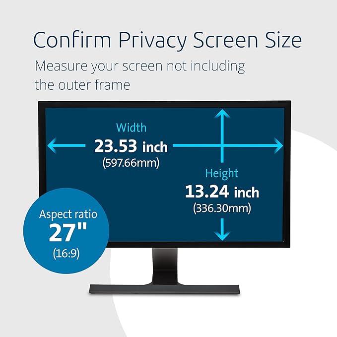 Kensington 27 inch Computer Privacy Screen for Desktop, 16:9 Widescreen Monitor, FP270W9 Anti-Glare Blue Ray Reduction Computer Privacy Filter, Matte and Glossy Viewing Options, K55414WW