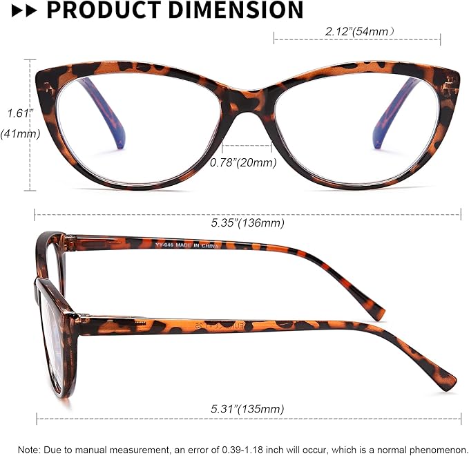 EYEURL 4 Pack Cat Eye Reading Glasses for Women Blue Light Blocking Readers Lightweight Spring Hinge Anti Eyestrain UV Fashion Eyeglasses +2.25