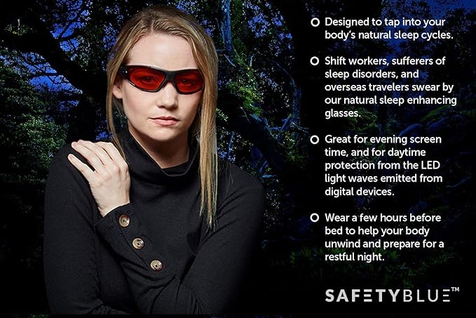 Sleep Savior Deluxe Lens Night Glasses - Blue & Green Light Blocking Glasses for Better Sleep