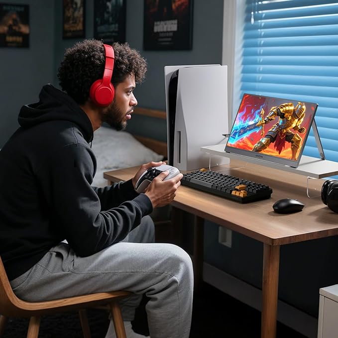 ARZOPA 16.1'' 144Hz Portable Gaming Monitor, 106% sRGB 1080P FHD Kickstand Portable Monitor with HDR, Ultra Slim, Eye Care, External Second Screen for Laptop, PC, PS5, Mac, Xbox-Z1FC Gray