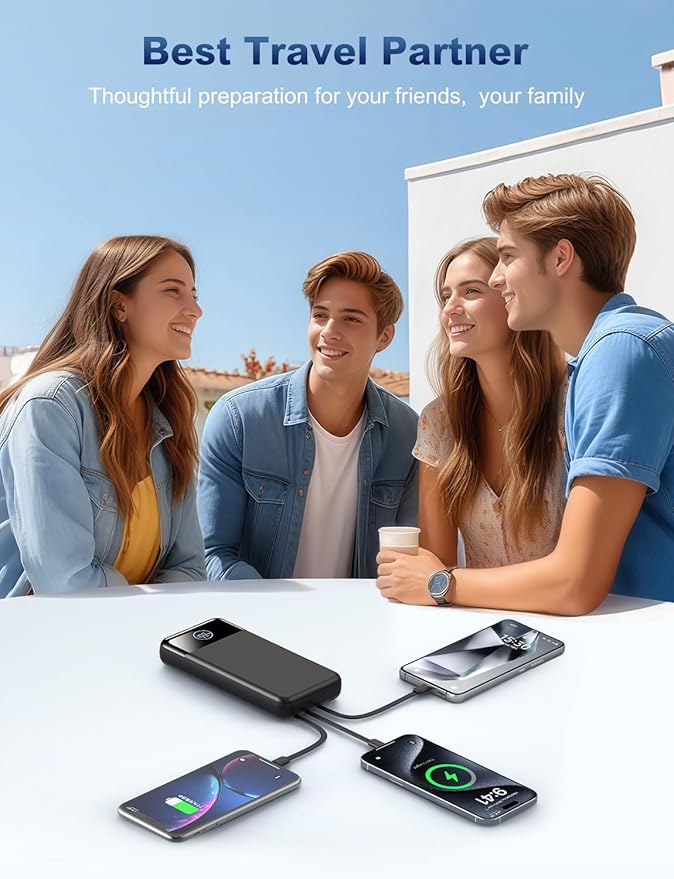 Portable Charger Power Bank 33800mAh Battery Pack, 22.5W Fast Charging PowerBank with Built in Cables,Travel Essential USB-C Portable Phone Charger for iPhone Samsung Pixel Android iPad