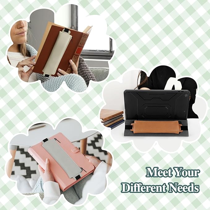 MoKo Elastic Pen Holder for Notebook, 4 Pieces PU Leather Pencil Case with Adjustable Band, Stationery School Supplies Zipper Bag for Planners, Journals, Book