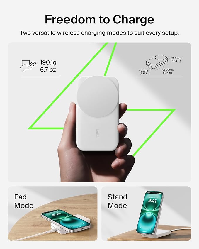 Belkin MagSafe Charger Compatible, 3-in-1 Charging Station, Qi2.2 25W Magnetic Wireless Charger Dock, Foldable Charging Stand for iPhone 17/16/15, Apple Watch, AirPods, Pixel 10 (45W Adapter Included)