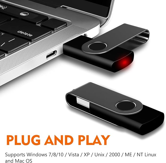 2GB USB Flash Drive, AreTop 2 Pack USB 2.0 Thumb Drives Memory Stick Swivel Jump Drive for Home & Office Use (2 Pack 2GB, Black)