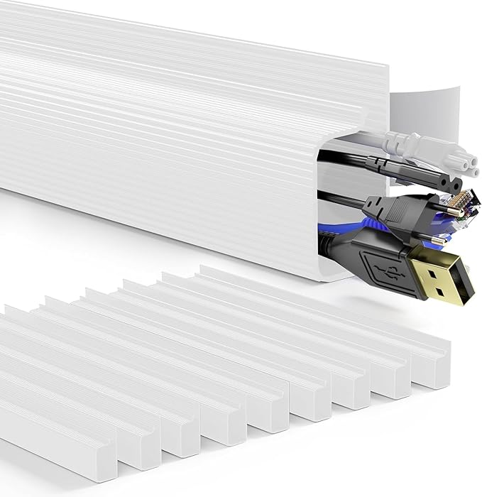 Delamu 157in Cable Management Under Desk, Safe & Tidy Under Desk Cable Management for Home & Office, Cord Organizer for Desks, Wire Organizer Kit, 10 Pack White