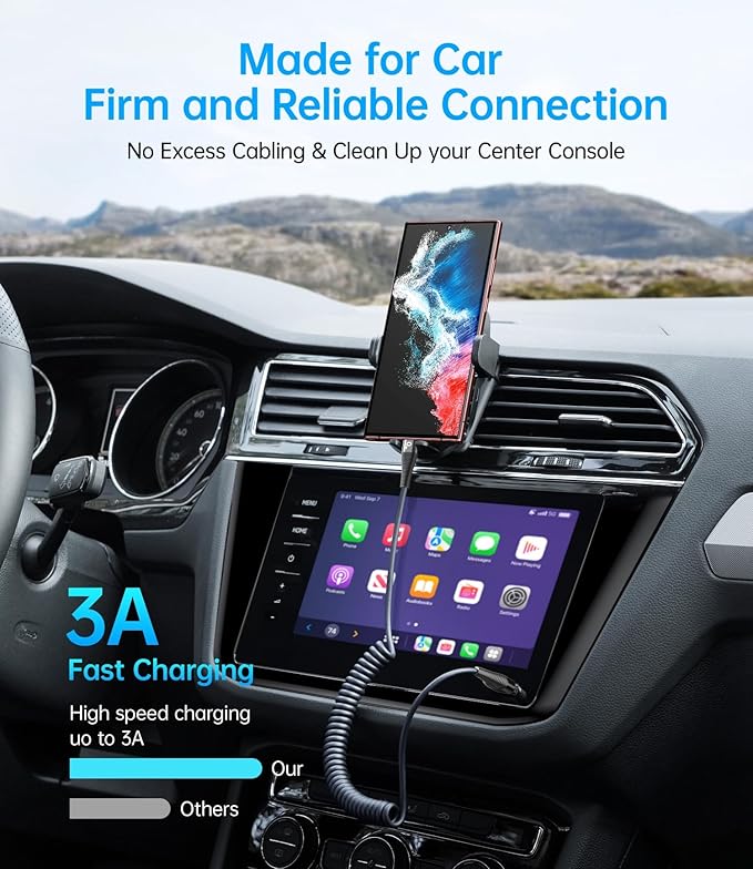 USB C to C Cable for Car 3FT&5FT, Coiled USB C Fast Charging Cable for iPhone 16 Short USB Type C Cable for iPhone 17/16/15/Pro Max/Plus/Samsung Galaxy S23, Compatible All Type C Devices-Black