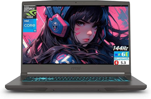 msi Thin 15 Gaming Laptop, 15.6" FHD IPS 144Hz, Intel 8-core i5-13420H, NVIDIA GeForce RTX 4050, 16GB RAM, 1TB SSD, Backlit Keyboard, WiFi 6E, Bluetooth, Gray, Windows 11, EAT Laptop Foldable Stand