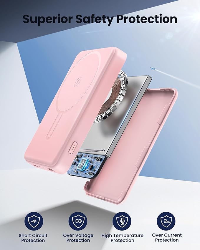 for Magsafe Battery Pack 12000mAh Magnetic Power Bank Portable Charger 20W USB C Fast Charging Wireless Charger for iPhone 17/16/15/14/13/12