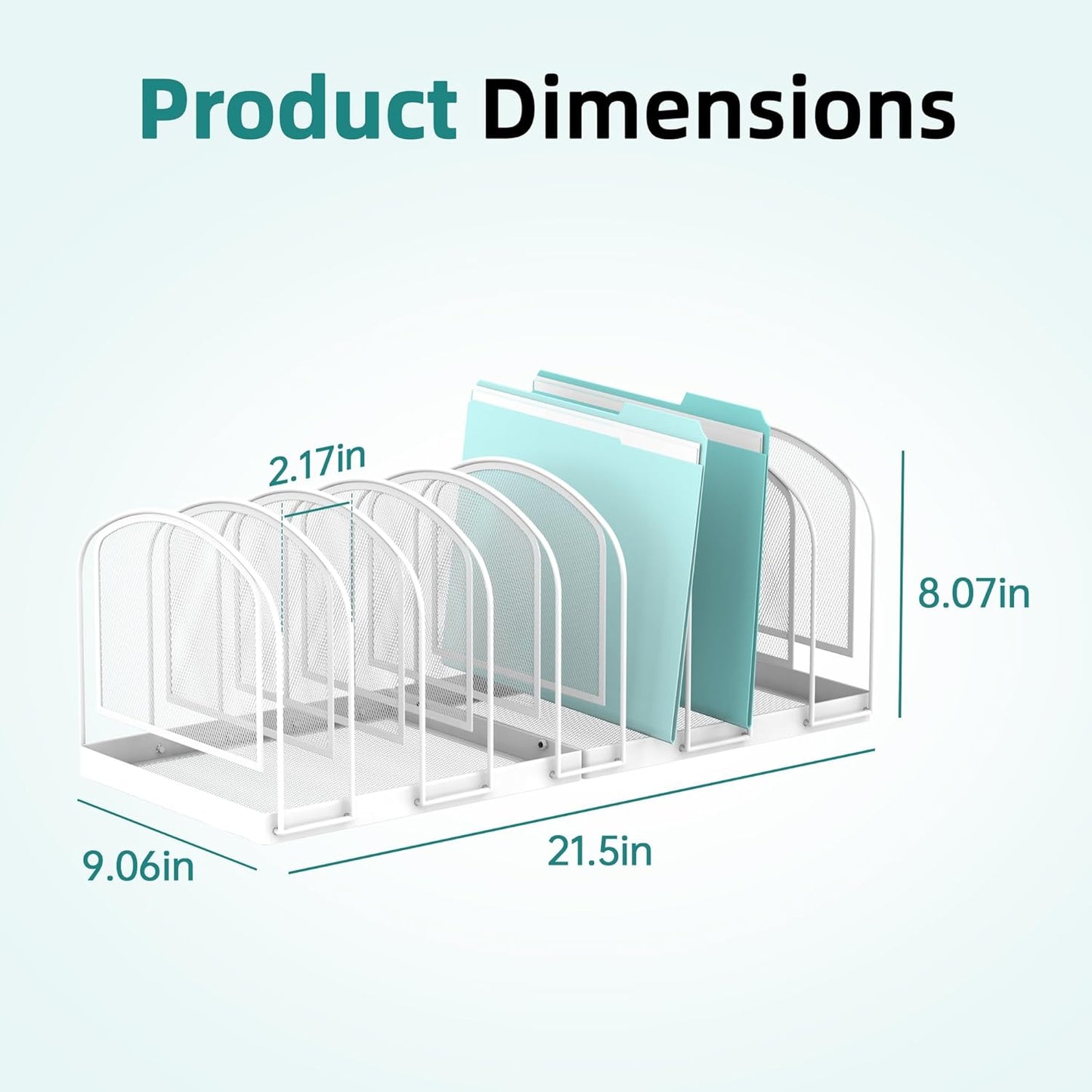 SUPEASY File Organizer 9-Section Mesh Desk Organizer, Upright File Organizer Desktop Organizer File Sorter, File Folder Holder for Office Supplies, White