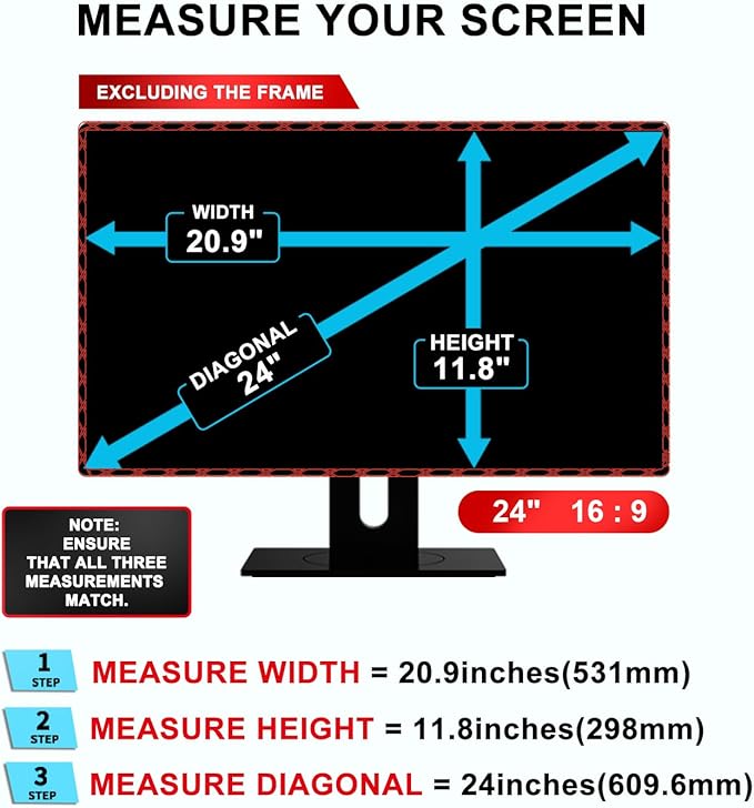 24 inch Computer Privacy Screen Filter - Suitable for 16:9 Aspect Ratio Widescreen Monitor - Blue Light Filter - Anti-Glare & Anti-Scratch Protector Film (24" Widescreen (16:9))