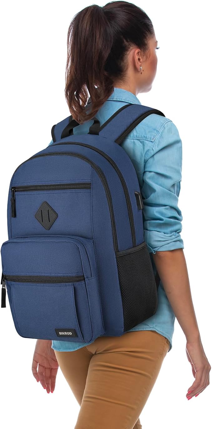 BIKROD Backpack for Boys Men, School Backpack for Teens Girls, Lightweight Casual High School Bookbag, Daily-use Travel Laptop Backpack with USB Charging Port Fits 15.6 Inch Notebook