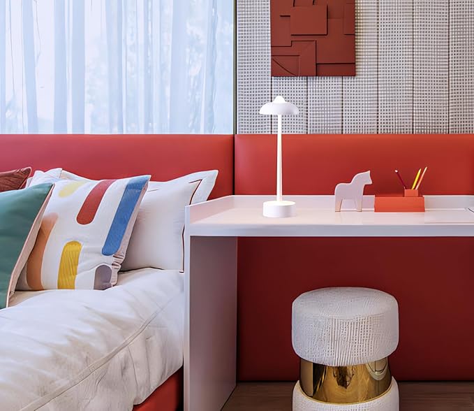 DAWALIGHT Cordless LED Table lamp,5200mAh Outdoor Battery Operated Table Lamp Waterproof,3 Level Stepless Dimming 2700K/4000K/6500K Rechargeable Battery Desk Lamp,Aluminium,White