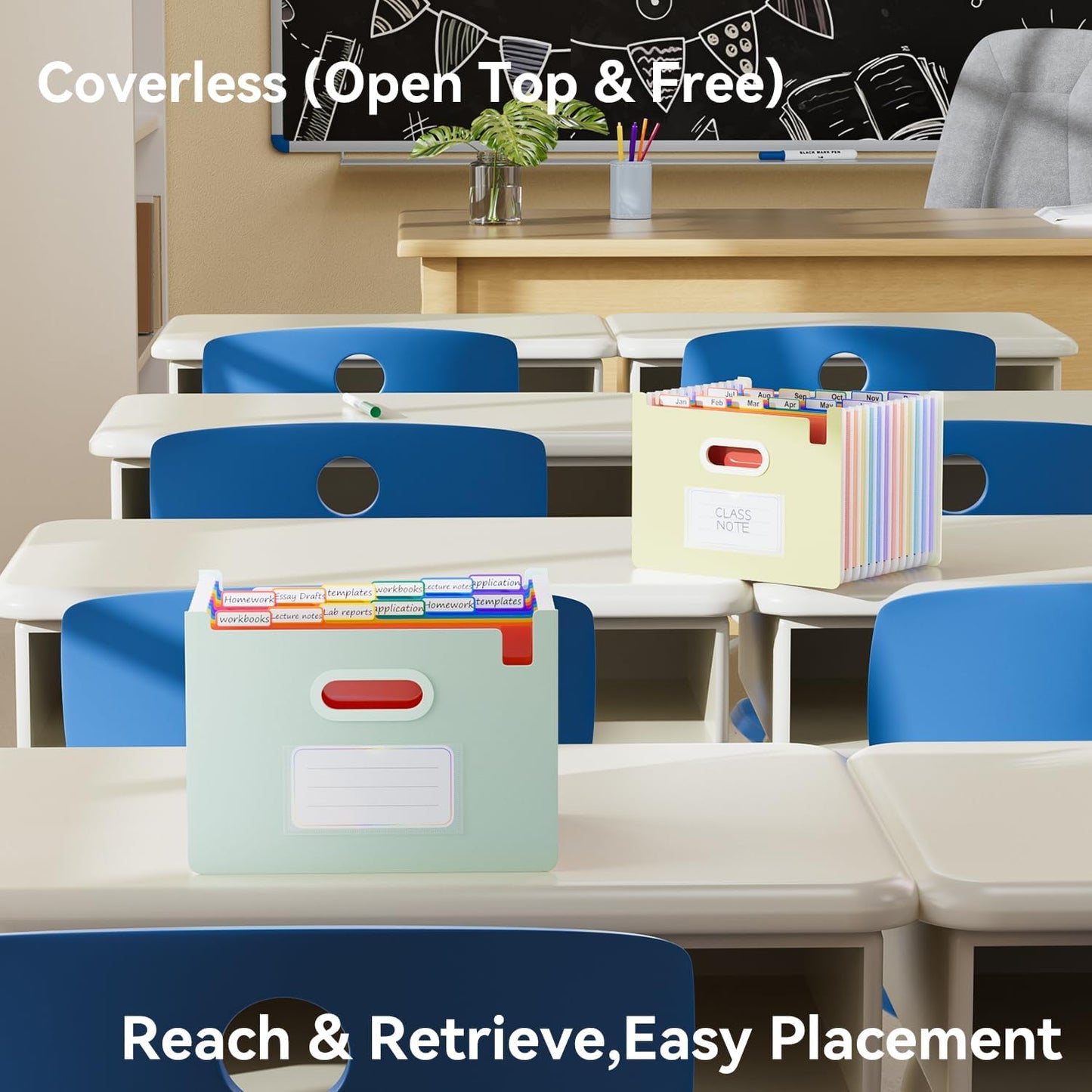 ThinkTex Accordion File Organizer, 12 - Pocket Expanding File Folders Upright & Open Top,for Paper Receipts, Bills&Taxes Organizer, Letter/A4 Size for School, Office, Home with tab- Beige Color