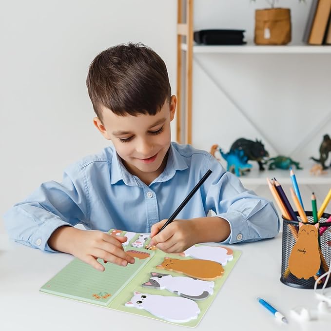 Cat Sticky Notes Set, 360 Sheets Cute Cartoon Animal Cat Self-Stick Notes Pads Cat Themed Memo Pads Cat Paw Page Markers Sticky Index Tabs for Cat Lovers Students Office School Supplies