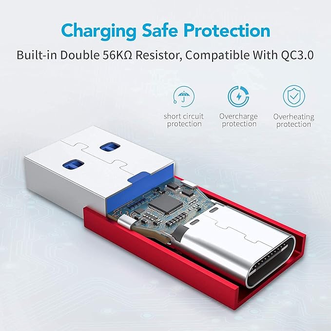 [10Gbps] USB C Female to USB Male Adapter (2-Pack), 3.1 USB A to USB C Adapter, XAOSUN One-Sided SuperSpeed Data Sync & 100W Fast Charging For iphone 15 Plus Pro Max, Laptop, Charger, Quest Link, etc.