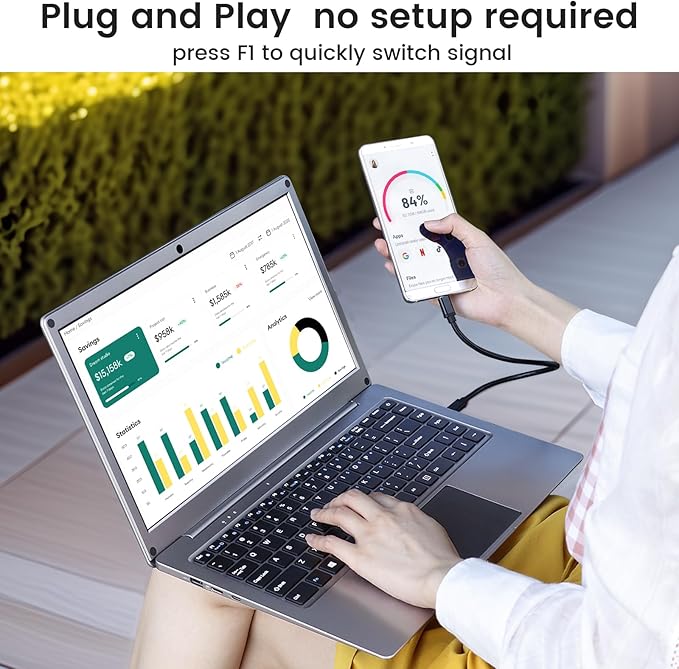 Portable Monitor with Keyboard,14inch 1080P FHD Lapdock Compatible with Raspberry Pi/Mini PC/Phone/PC/Game Console,CrowView Note Built-in Battery with RPi5 Adapter(Full TypeC & HDMI Cable Included)