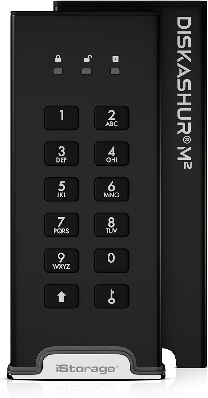 iStorage diskAshur M2 2TB | PIN authenticated, hardware encrypted USB 3.2 Portable SSD | Ultra-Fast | FIPS Compliant | Rugged & Portable.