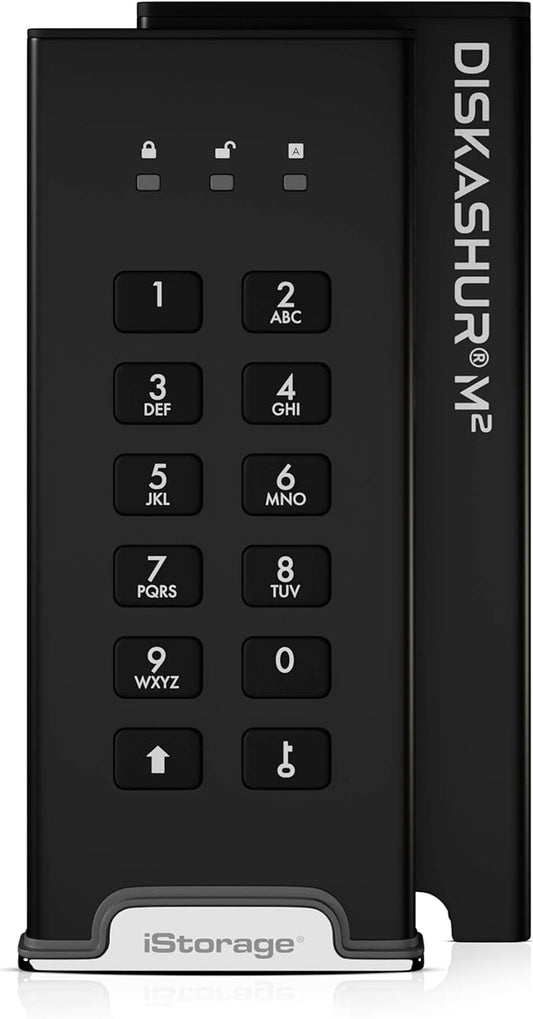 iStorage diskAshur M2 2TB | PIN authenticated, hardware encrypted USB 3.2 Portable SSD | Ultra-Fast | FIPS Compliant | Rugged & Portable.