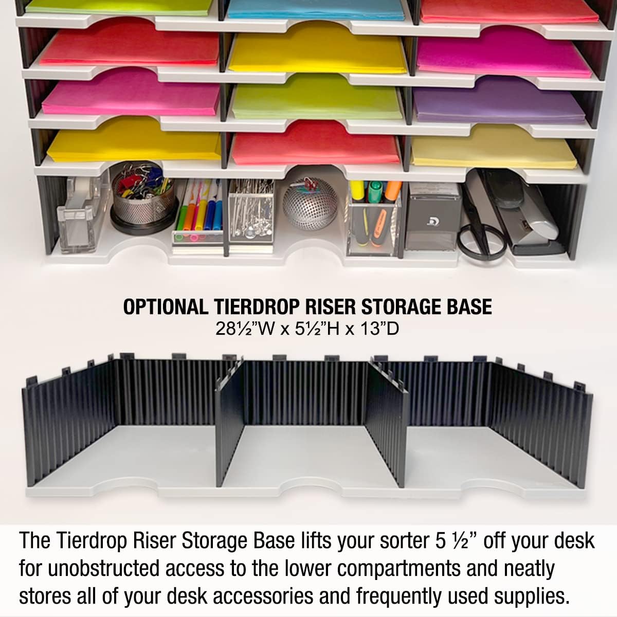 Ultimate Office TierDrop Desktop Organizer Document, Forms, Mail, and Classroom Sorter. 9 Letter Size Compartments with Optional Add-On Tiers for Easy Expansion - Gray w/Black