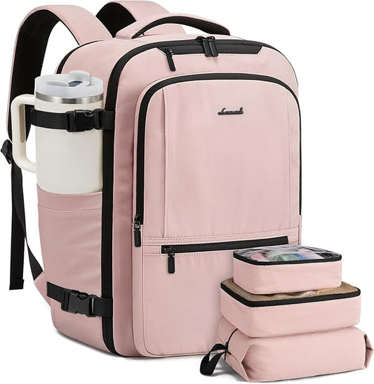 LOVEVOOK Travel Backpack for Women & Men, 40L Large Carry On Backpack Airline Approved, TSA Personal Item Weekender Bag, Water Resistant Laptop Backpack with 3 Packing Cubes for Travel Essentials