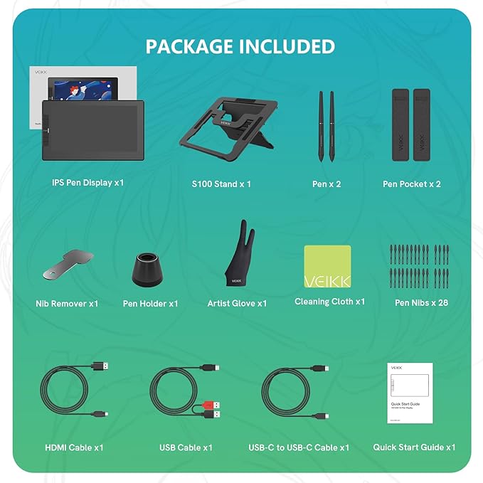 VEIKK VK1200 V3 Drawing Tablet with Screen, 11.6 Inch Full-Laminated Graphics Drawing Monitor Pen Display,8192 Pressure Sensitivity, with 1 Stand,2 Pens and 1 Glove