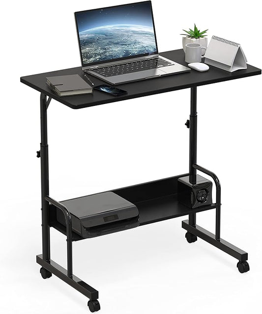 SHW 30.5" to 40.5" Height Adjustable Mobile Standing Desk Laptop Workstation for Walking Pad Treadmill, Black