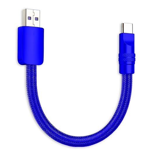 chubbycable Cute Chubby 120W Short USB C Cable Power Bank Fast Charging Cable Nylon Braided Charger Cord Compatible with iPhone 17-15 Series iPad, Dark Blue+Dark Blue, USB-A to Type-C, 1.64FT