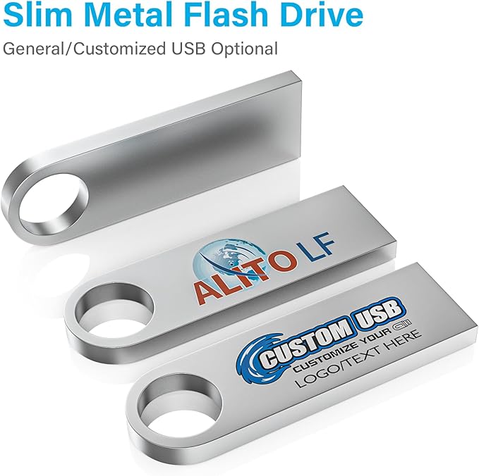 ABLAZE 128GB Flash Drive 2 Pack, Metal USB 2.0 Thumb Drives with Keychains USB Stick Pendrive (Sliver)