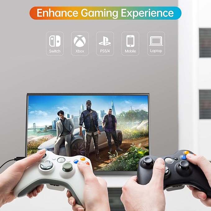 MNN Portable Monitor 14 inch FHD 1920 * 1200P USB C HDMI Ultra-Slim IPS Travel Display w/Speakers, HDR Plug&Play, External Monitor for Laptop PC, Phone,Mac(400cd/m² Brightness)