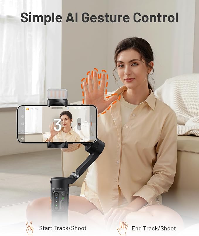 Hohem iSteady X3 Gimbal Stabilizer for iPhone, Phone Stabilizer for Video Recording with Object Tracking, 3-Axis Foldable Phone Gimbal with Remote Control for Tiktok, Built-in Extendable Rod & Tripod