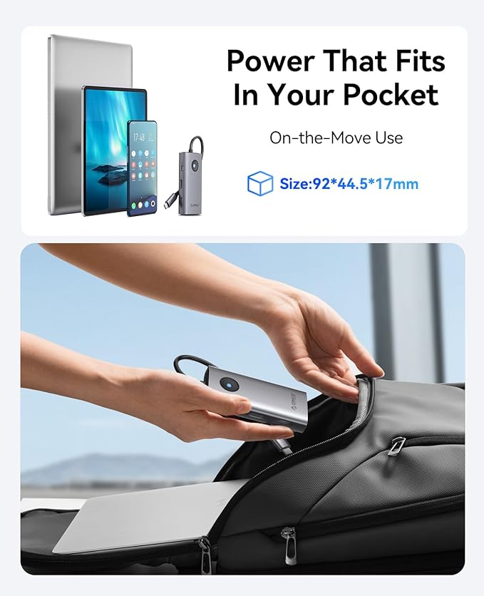 ORICO 6-in-1 USB C Docking Station with 4K HDMI, 3 USB-A 3.0 & 1 USB-C 3.0 Ports (5 Gbps), 100W PD Charging, Multiport Adapter for Windows, Mac