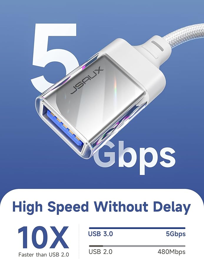 JSAUX USB to USB C Adapter [2 Pack], USBC OTG Adapter Compatible with MacBook Pro/Air, iPhone 15 Pro Max, Samsung Galaxy S24/S23/S22/S21 and More USB C Devices-Crystal White