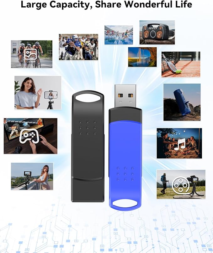 KOOTION 128GB USB Flash Drives 2-Pack, Jump Drive 2.0 USB Drive 128 GB Thumb Drive Swivel Memory Stick for Storage and Backup (2 Colors: Blue Black)