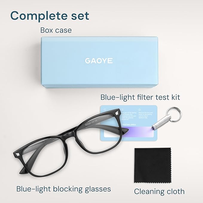 Gaoye Blue Light Glasses for Computer & Gaming - Anti UV Ray Lenses, Scratch-Resistant & Comfort Fit
