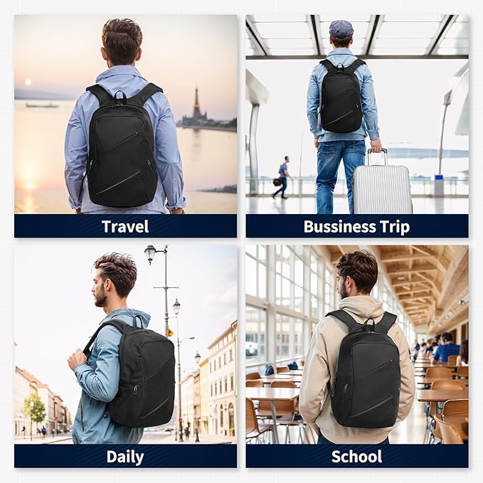 Travel Laptop Backpack, Anti-Theft Carry On Backpack Professional, TSA-Approved Water-Resistant Rucksack for Work Men Women Fits 16 Inch Notebook, Black