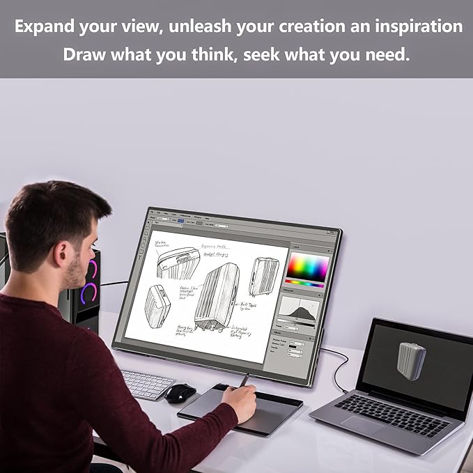 24” 2.5K 2560 * 1440 Portable Monitor 180Hz 120% sRGB USB-C HDMI Large Gaming Second Extender Display Monitor Adjustment Stand for MacBook Laptop,Camera,Desktop,PS5/4, Xbox, Switch,Phone