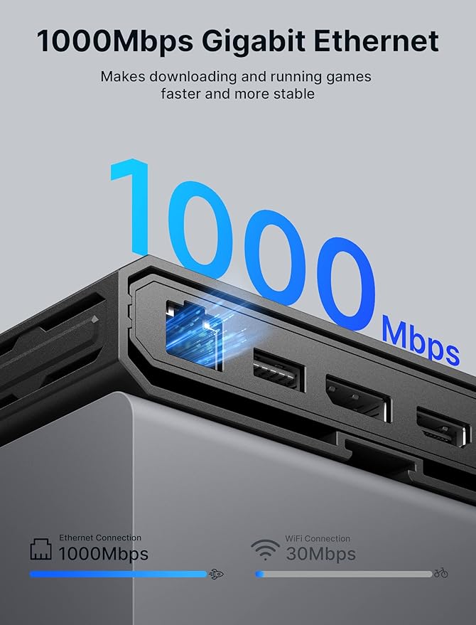 JSAUX USB-C Laptop Docking Station, 11-in-1 Dock with 8K@30Hz HDMI and DP, 100W PD, USB C and 3 USB A, Gigabit Ethernet, 3.5mm Audio, SD/TF Reader Compatible with Steam Deck, MacBook,ROG Ally-HB1101