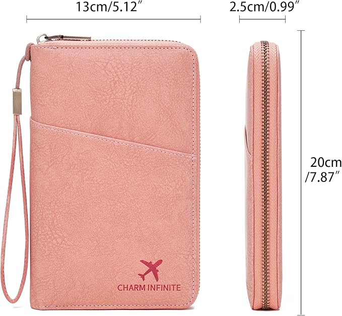 Family Passport Holder Wallet RFID Blocking Zippered Passport Wallet,Women and Men Travel Wallet Ladies Passport Cover