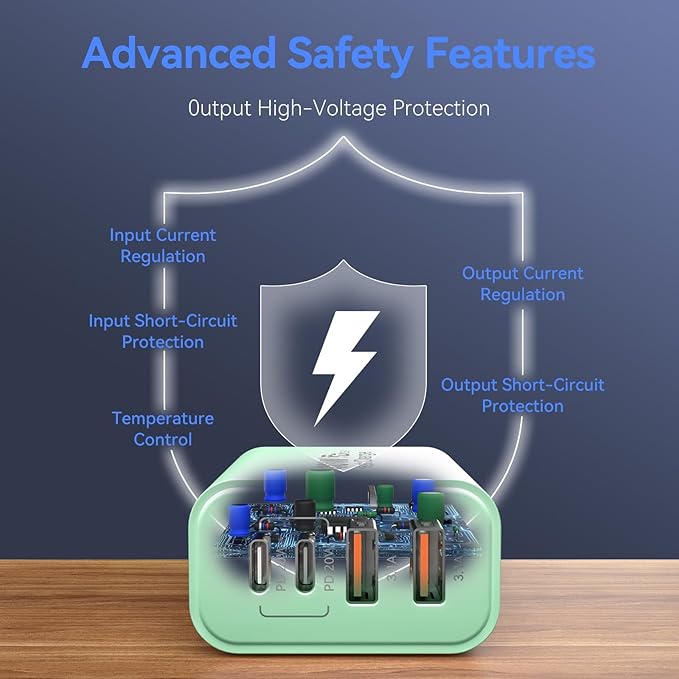 USB C Wall Fast Charger Block, 40W 4-Port Type C Chargers Fast Charging Blocks PD Power Charger Adapter+QC 3.0 USB Multiport Charger Brick for Phone 17/16/15/14/13/12 Pro Max, i-Pad, Galaxy S25-2Pack