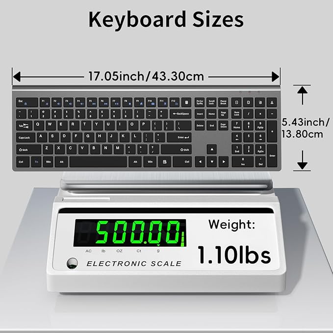 2.4G Wireless Slim Silent Full-Size Keyboard with Numeric Keypad, Calculator Button, USB Receiver, Fn Lock, Ultra-Thin Scissor Switch Design, Computer Keyboard for Laptop PC Windows Mac