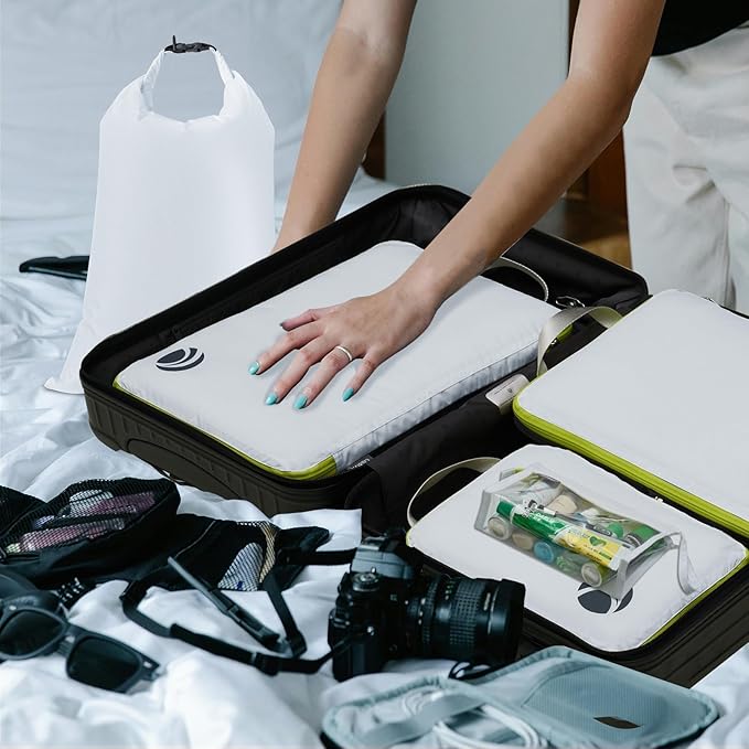 Cipway Compression Packing Cubes, Ultralight Luggage Organizer Bags with Laundry Bags and Clear Toiletries Bag,Travel Essentials for Carry on Suitcase (6 Piece,White)