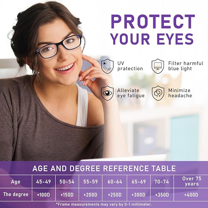 6 Pack Reading Glasses for Women Men Blue Light Blocking Spring Hinge Computer Readers, Anti Eyestrain/Glare