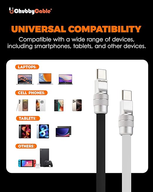 chubbycable Couple Chubby 2-Pack 240W USB C Cable Extra Thick Silicone Fast Charging Cable Compatible with iPhone 17-15 Series iPad Galaxy Series, Gray+Yellow, Type-C to Type-C, 6.6FT