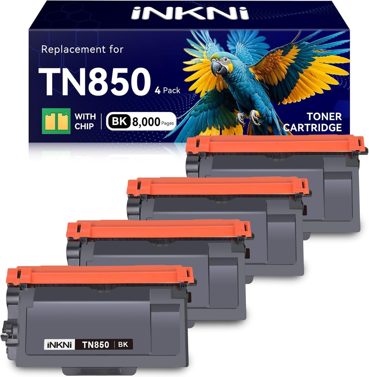 InkNI Compatible TN850 Toner Cartridge Replacement for Brother TN850 TN820 TN880 High Yield Compatible for Brother DCP-L5600DN HL L5000D HL L5200DW HL L6200DW L5850DW L6700DW Printer (Black, 4-Pack)