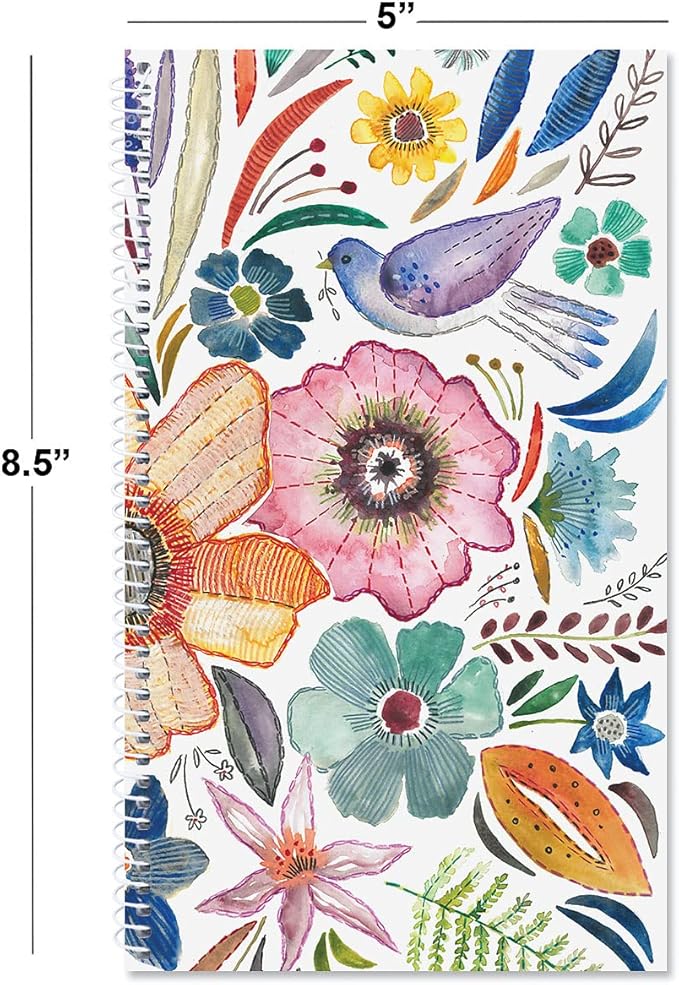 Current Embroidered Florals Password & PIN Keeper Book, 94 Pages, 5” x 8.5” Size Spiral Bound, Soft Cover Internet Organizer for Offline Website, Login, & Username Storage