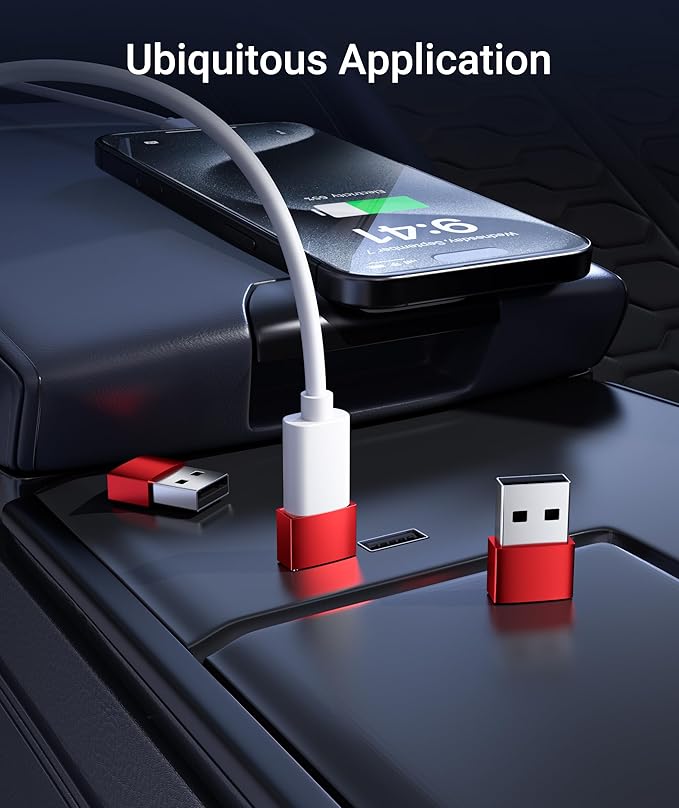 Syntech USB C Female to USB A Male Adapter 3 Pack, Type C Charger Cable Power Adapter Compatible with iPad Air 7, iPhone 17/16/15/14/13 Pro Max, Apple Watch Series 10/9/8, Samsung Galaxy S20 etc, Red