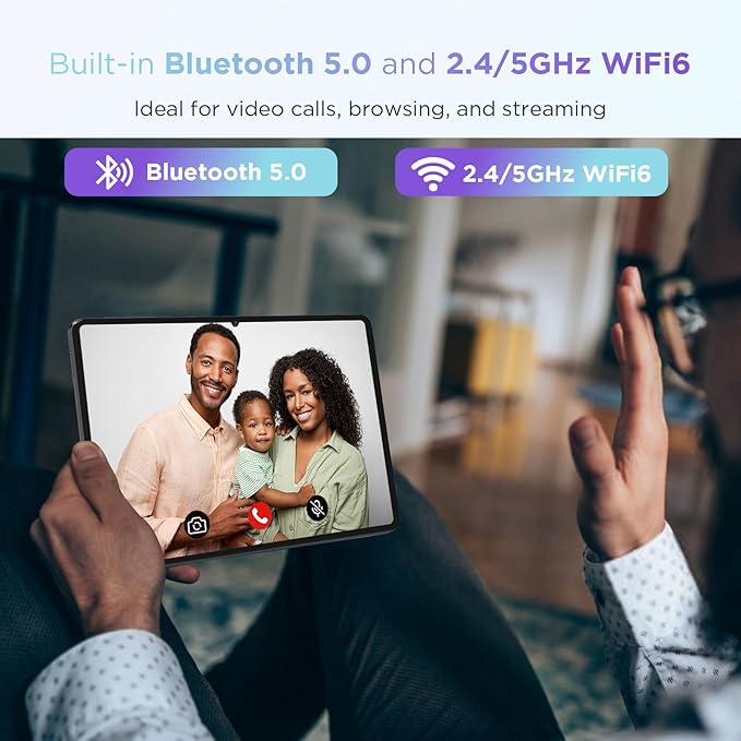 CWOWDEFU 10 Inch Android 14 Tablet, 12GB+128GB, Expandable 1TB, WiFi 6, Dual 8MP+5MP Cameras, Face ID & Gaming (Grey)