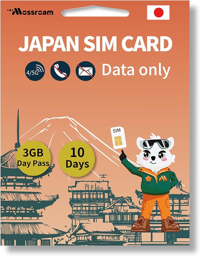 Japan SIM Card – Prepaid Data Plans | 3GB Daily,10 Days | High-Speed 4/5G LTE | No Daily Restrictions | Perfect for Tourists & Business Travelers