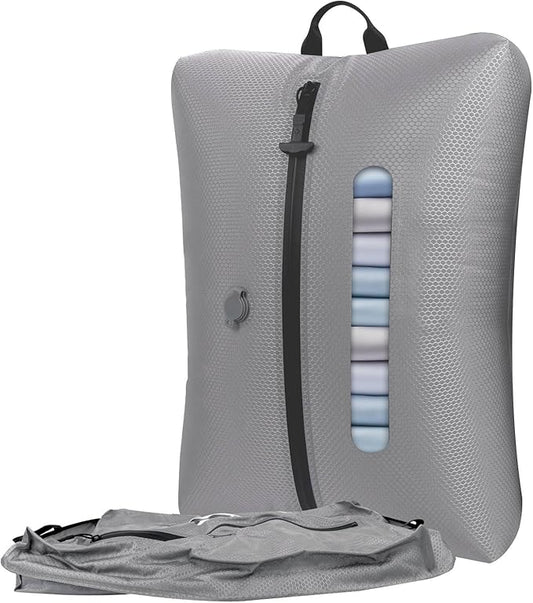 2025 Vacuum Bags for Travel with See-Through Window Space Saver Vacuum Seal Bags for Clothing Travel IP67 Reusable Packing Organizers for Luggage, Backpack, Suitcase Grey 1PC+No Pump