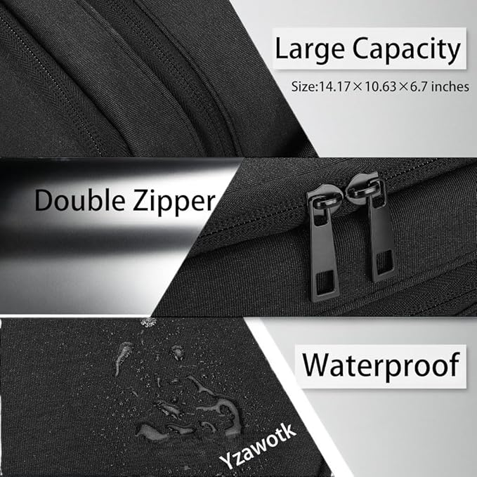 Large Electronics Organizer, Cable Organizer Bag with Shoulder Strap, Electronics Accessories Storage Carry Case, Double Layer Cord Bags for Cord &Tablet, Headphone, Charger, Tools, DJ Gifts